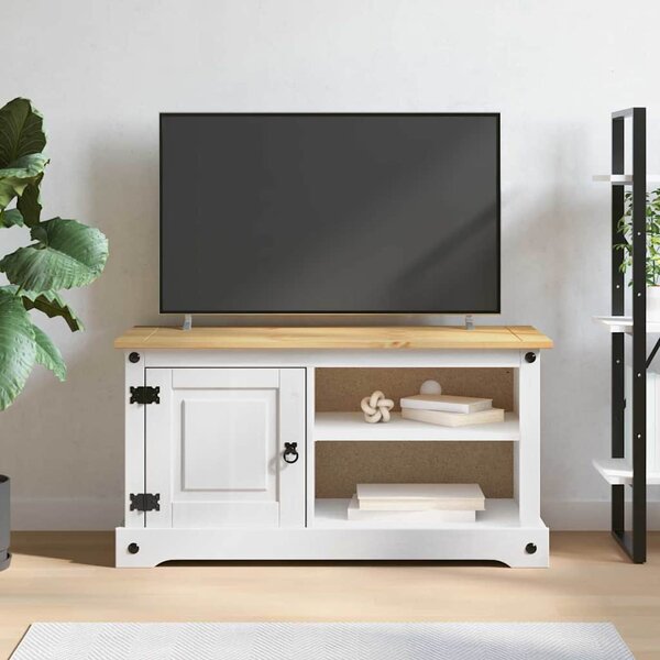 TV szekrény Corona Fehér 100 x 40 x 52 cm Tömör fenyőfa