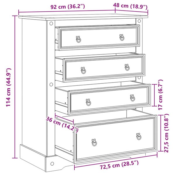 Tárolódobozok Corona Fehér 92 x 48 x 114 cm Tömör fenyőfa