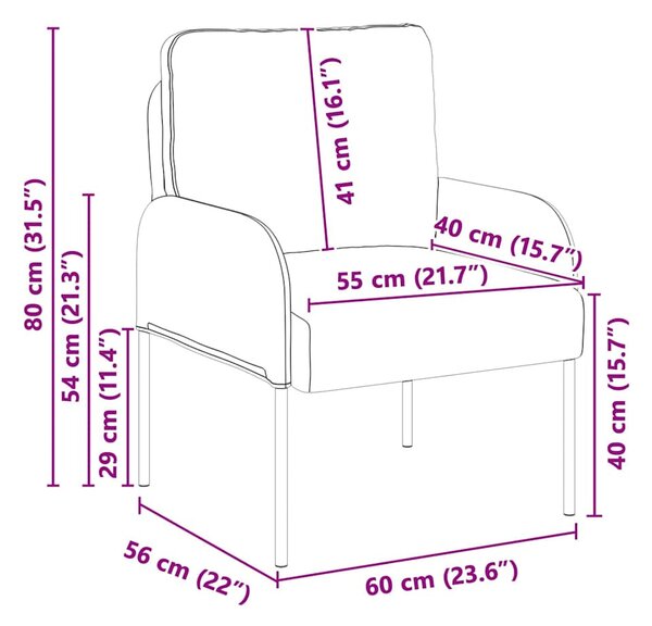 VidaXL Kanapék párnával 55cm Bordó Furnér