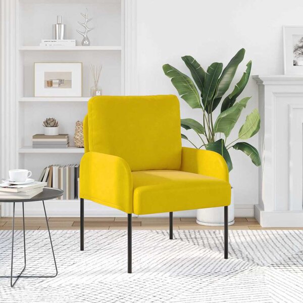 VidaXL Kanapék párnával 55cm Sárga Furnér
