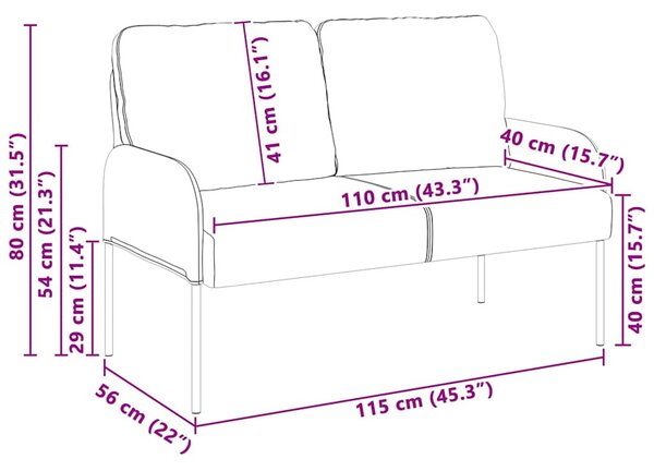 VidaXL Kanapék párnával 110cm Krém Furnér