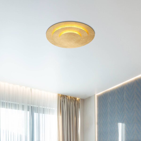 Globo Heda LED mennyezeti lámpa, Ø 35 cm, arany színű, fém, Sárgaréz / arany, Nappali / Étkező, fém, Modern
