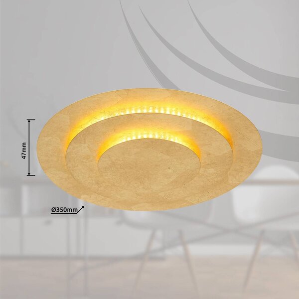 Globo Heda LED mennyezeti lámpa, Ø 35 cm, arany színű, fém, Sárgaréz / arany, Nappali / Étkező, fém, Modern