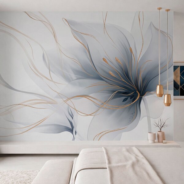 Fotótapéta Egy absztrakt kék virág, áramló vonalakkal, a Fluid Art stílusban, Fotótapéta absztrakt, w05428 : Uwalls.hu