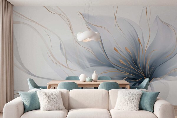 Fotótapéta Egy absztrakt kék virág, áramló vonalakkal, a Fluid Art stílusban, Fotótapéta absztrakt, w05428 : Uwalls.hu