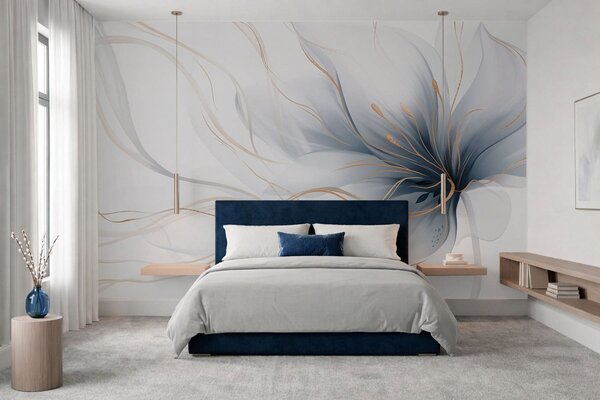 Fotótapéta Egy absztrakt kék virág, áramló vonalakkal, a Fluid Art stílusban, Fotótapéta absztrakt, w05428 : Uwalls.hu