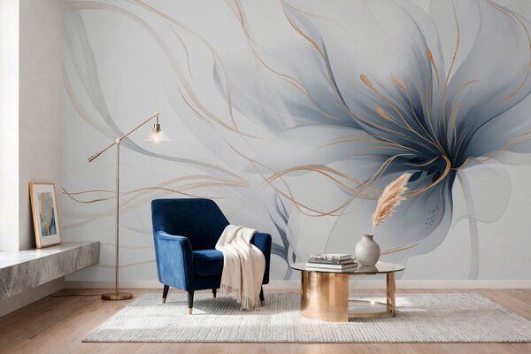 Fotótapéta Egy absztrakt kék virág, áramló vonalakkal, a Fluid Art stílusban, Fotótapéta absztrakt, w05428 : Uwalls.hu