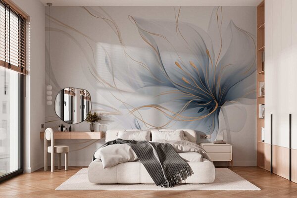 Fotótapéta Egy absztrakt kék virág, áramló vonalakkal, a Fluid Art stílusban, Fotótapéta absztrakt, w05428 : Uwalls.hu