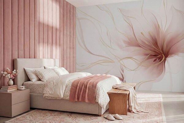 Fotótapéta Egy absztrakt rózsaszín virág, áramló vonalakkal, a Fluid Art stílusban, Fotótapéta absztrakt, w05428v1 : Uwalls.hu