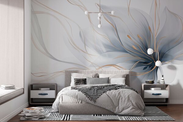 Fotótapéta Egy absztrakt kék virág, áramló vonalakkal, a Fluid Art stílusban, Fotótapéta absztrakt, w05428 : Uwalls.hu