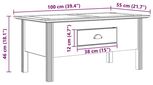Dohányzóasztal BODO Méz barna 100 x 55 x 45,8 cm Faanyag