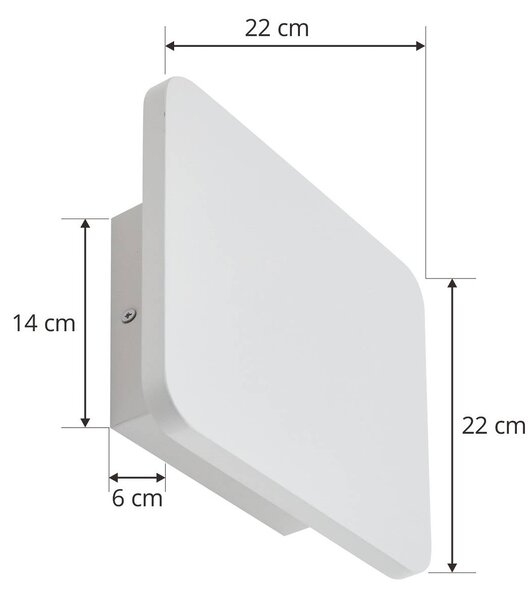 Lucande LED-es fali lámpa Elrik, fehér, 22 cm magas, fém, Fehér / opál, Folyosó, fém, Modern