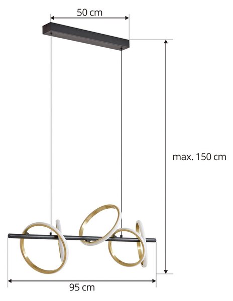 Lucande Madu LED lógó világítás, fekete, fém, 92,5 cm hosszú, Fekete, Nappali / Étkező, fém, Modern