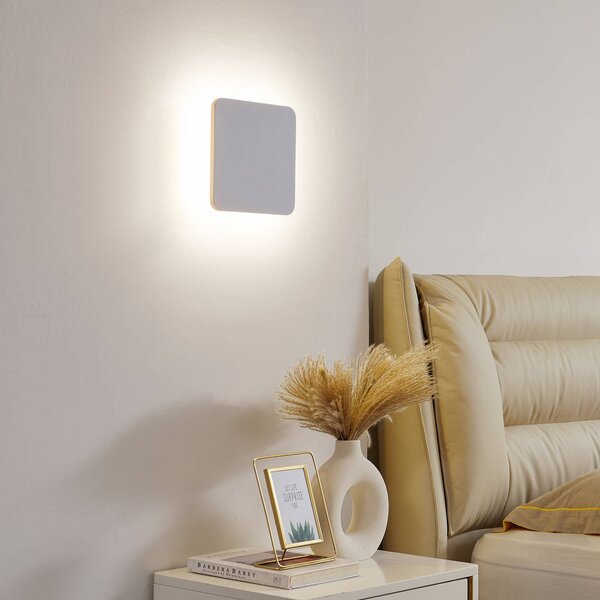 Lucande LED-es fali lámpa Elrik, fehér, 22 cm magas, fém, Fehér / opál, Folyosó, fém, Modern