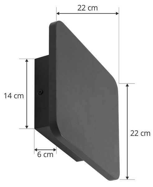 Lucande Elrik LED fali világítás, fekete, 22 cm magas, fém, Fekete, Folyosó, fém, Modern