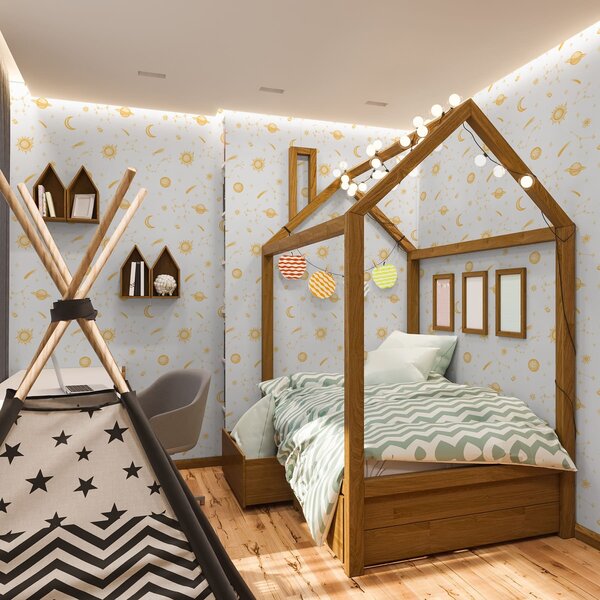 Tapéta Égi testek és csillagok lágy stílusban, Tapétá minimalista stílusban, a01163 : Uwalls.hu