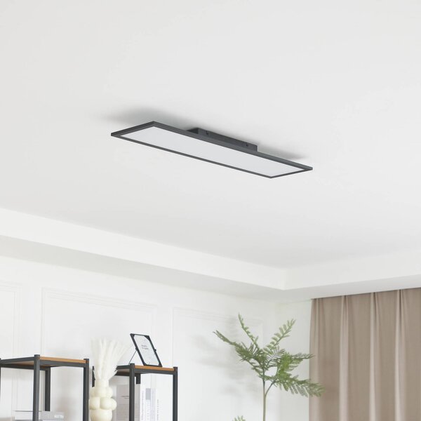 Lindby LED panel Enhife, fekete, 80 x 20 cm, fém, 4,000K, Fekete, Dolgozószoba / Iroda, Modern