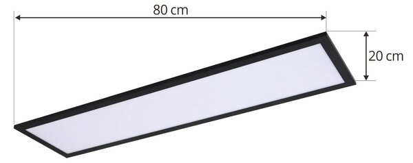 Lindby LED panel Enhife, fekete, 80 x 20 cm, fém, 4,000K, Fekete, Dolgozószoba / Iroda, Modern