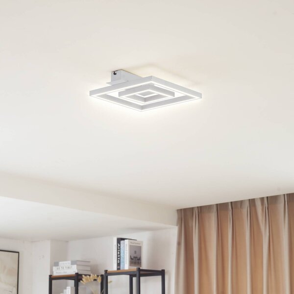 Lindby LED mennyezeti lámpa Madamo, fehér, 30 cm, 3000K, Fehér / opál, Nappali / Étkező, Alumínium, Modern