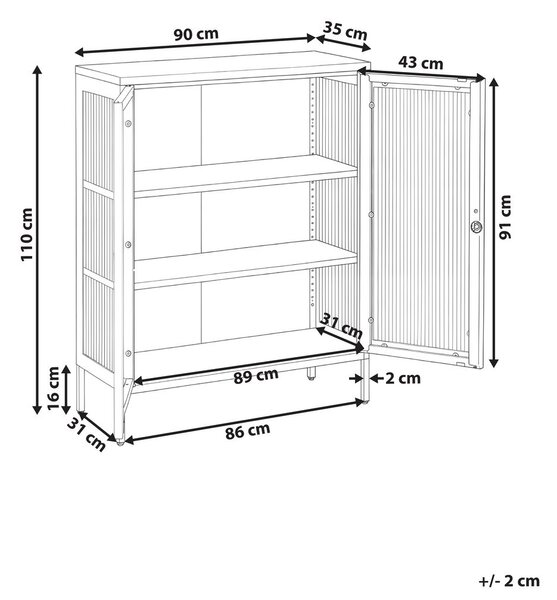 Üveges vitrin HARLYN 90 cm Fém Bézs