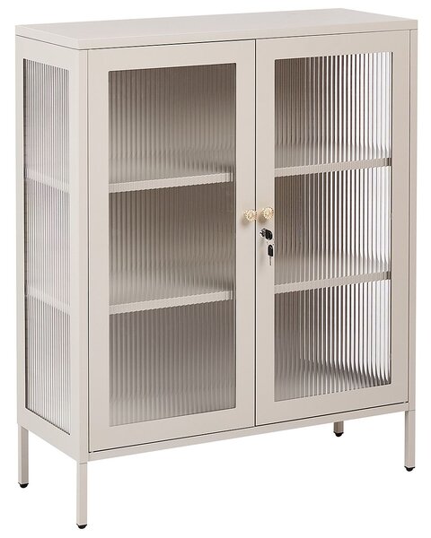 Üveges vitrin HARLYN 90 cm Fém Bézs