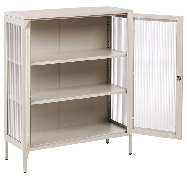 Üveges vitrin HARLYN 90 cm Fém Bézs
