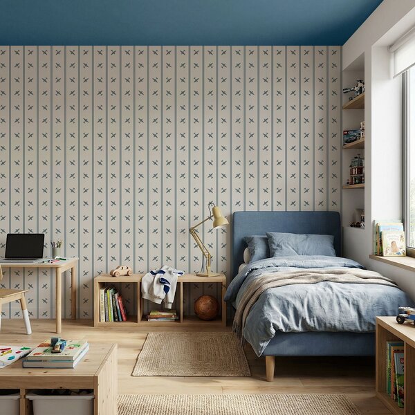 Tapéta Csíkos mintázatú repülőgépek kék csíkokkal, Tapétá geometria, Tapétá geometria csíkok, a01170 : Uwalls.hu