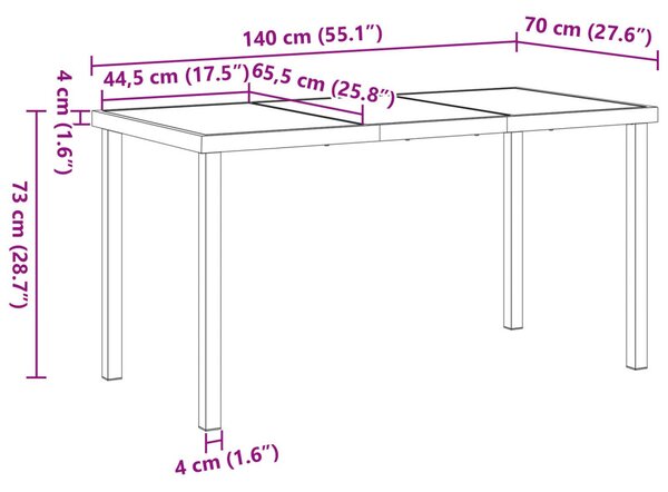 Kerti Asztal Fekete 140 x 70 x 73 cm Fém