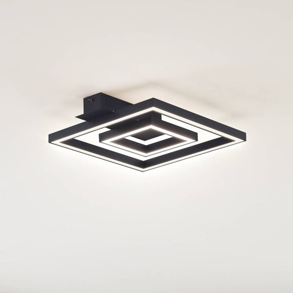 Lindby LED mennyezeti lámpa Madamo, fekete, 30 cm, 3000K, alumínium, Fekete, Nappali / Étkező, Alumínium, Modern
