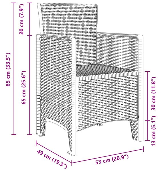 Kerti szék 4-es készlet Fehér Poli rattan Standard Könnyű súly