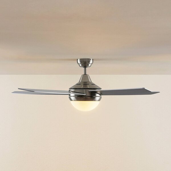 Lindby mennyezeti ventilátor világítással Auraya, csendes, acél, Alu / szürke / cink, Nappali / Étkező, fém, Modern