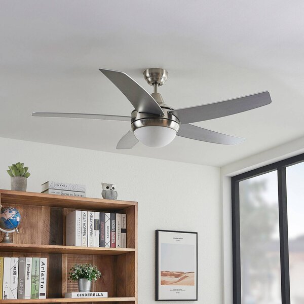 Lindby mennyezeti ventilátor világítással Auraya, csendes, acél, Alu / szürke / cink, Nappali / Étkező, fém, Modern