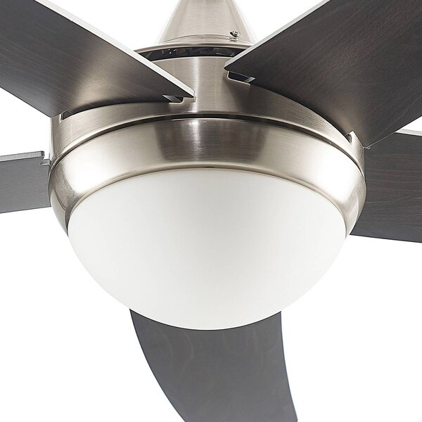 Lindby mennyezeti ventilátor világítással Auraya, csendes, acél, Alu / szürke / cink, Nappali / Étkező, fém, Modern