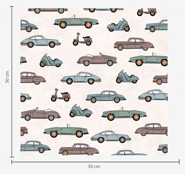 Tapéta Retro autók és robogók világos háttér előtt, Tapétá vintage stílusban, a01172 : Uwalls.hu