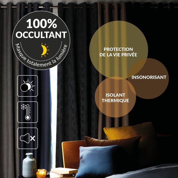 Sötétkék sötétítő függöny 140x180 cm Crepuscule – douceur d'intérieur