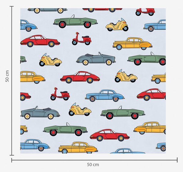 Tapéta Retro autók és robogók kék háttér előtt, Tapétá vintage stílusban, a01172v2 : Uwalls.hu