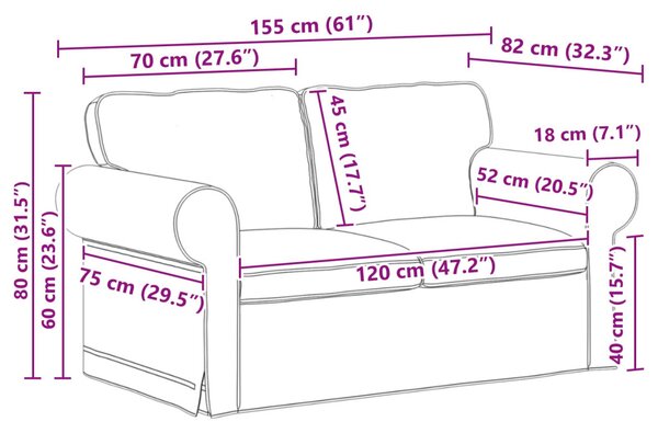 VidaXL Kanapé Sötétszürke 155 x 82 x 80 cm szövet