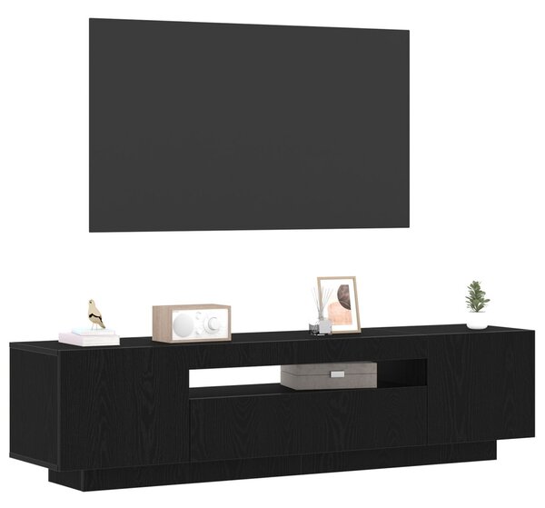 TV szekrény 160 x 35 x 40 cm Fekete Szerelt Fa