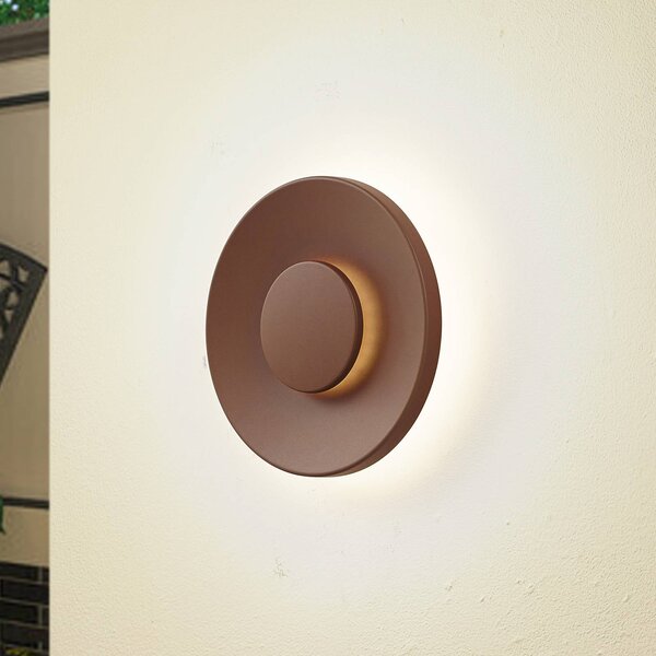 Lucande Kayana LED kültéri fali világítás, rozsdabarna, alumínium, 24 cm, Barna / rozsda, Alumínium, Modern