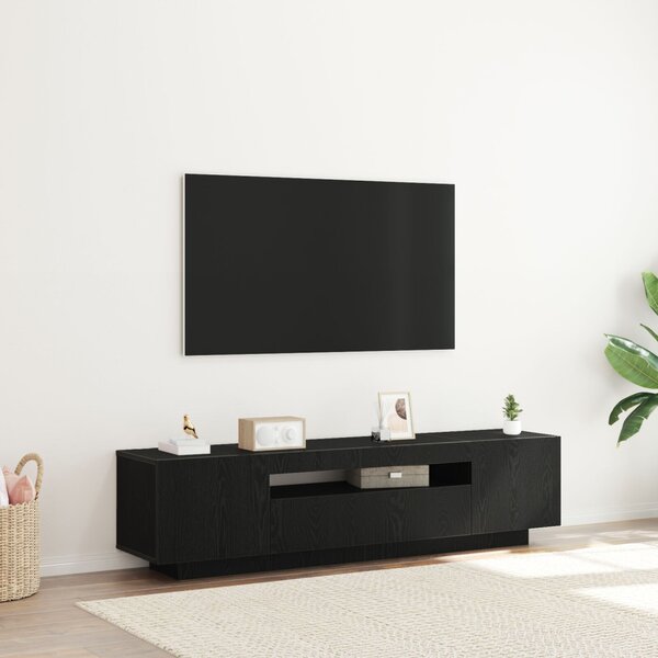 TV szekrény 160 x 35 x 40 cm Fekete Szerelt Fa