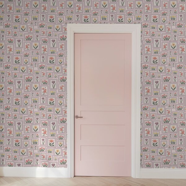 Tapéta Lila árnyalatú, keretezett virágillusztrációk, Virágok és növények tapétá, a01173v2 : Uwalls.hu