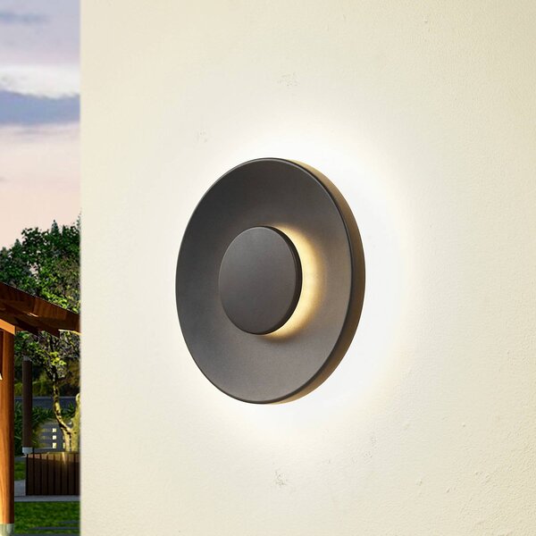 Lucande Kayana LED kültéri fali világítás, fekete, alumínium, 24 cm, Fekete, Alumínium, Modern