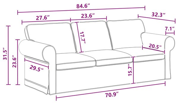 VidaXL Kanapé Sötétszürke 215 x 82 x 80 cm szövet