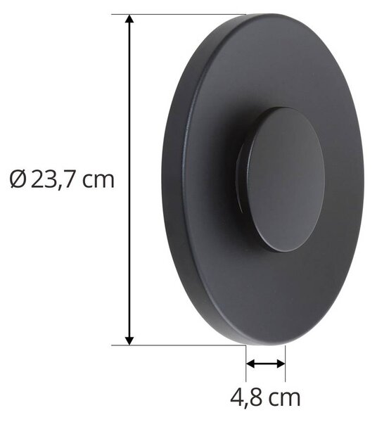 Lucande Kayana LED kültéri fali világítás, fekete, alumínium, 24 cm, Fekete, Alumínium, Modern