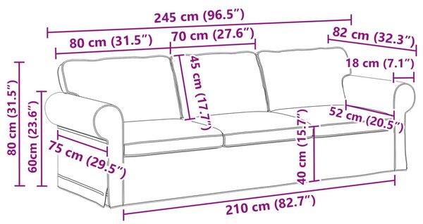 VidaXL Kanapé Sötétszürke 245 x 82 x 80 cm szövet