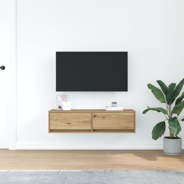 TV szekrény fiókkal kézműves tölgy 100 x 31 x 25,5 cm Faanyag