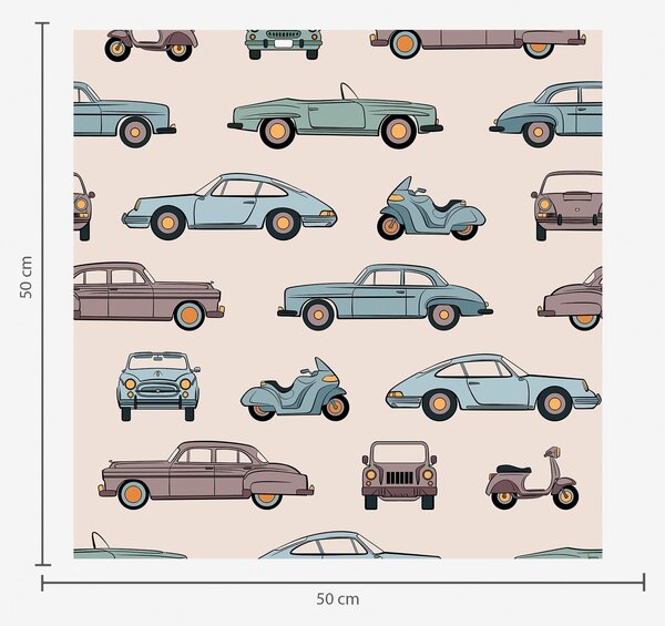 Tapéta Retro autók és robogók bézs háttér előtt, Tapétá vintage stílusban, a01178v1 : Uwalls.hu