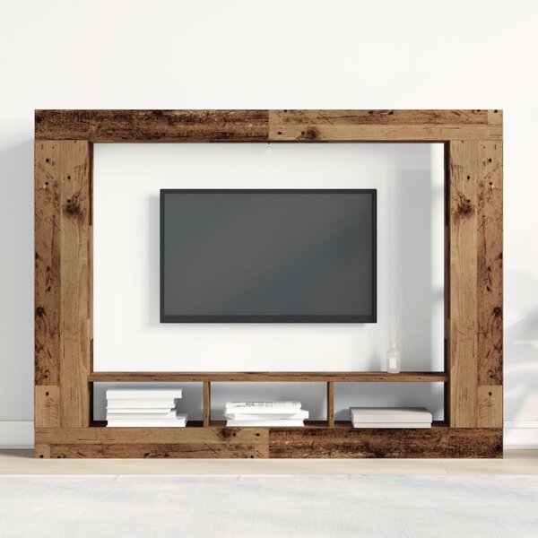 TV szekrény fali elhelyezés, régi fa 152x22x113 cm