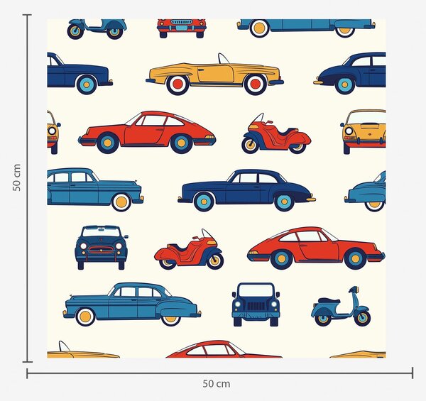Tapéta Színes retro autók és robogók, Tapétá vintage stílusban, a01178v2 : Uwalls.hu