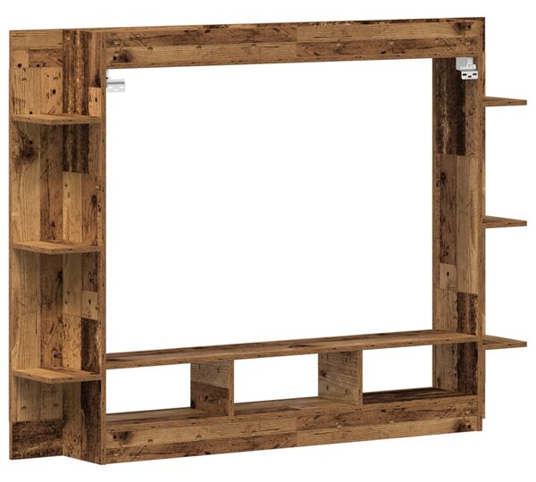 TV szekrény fali elhelyezés, régi fa 152x22x113 cm